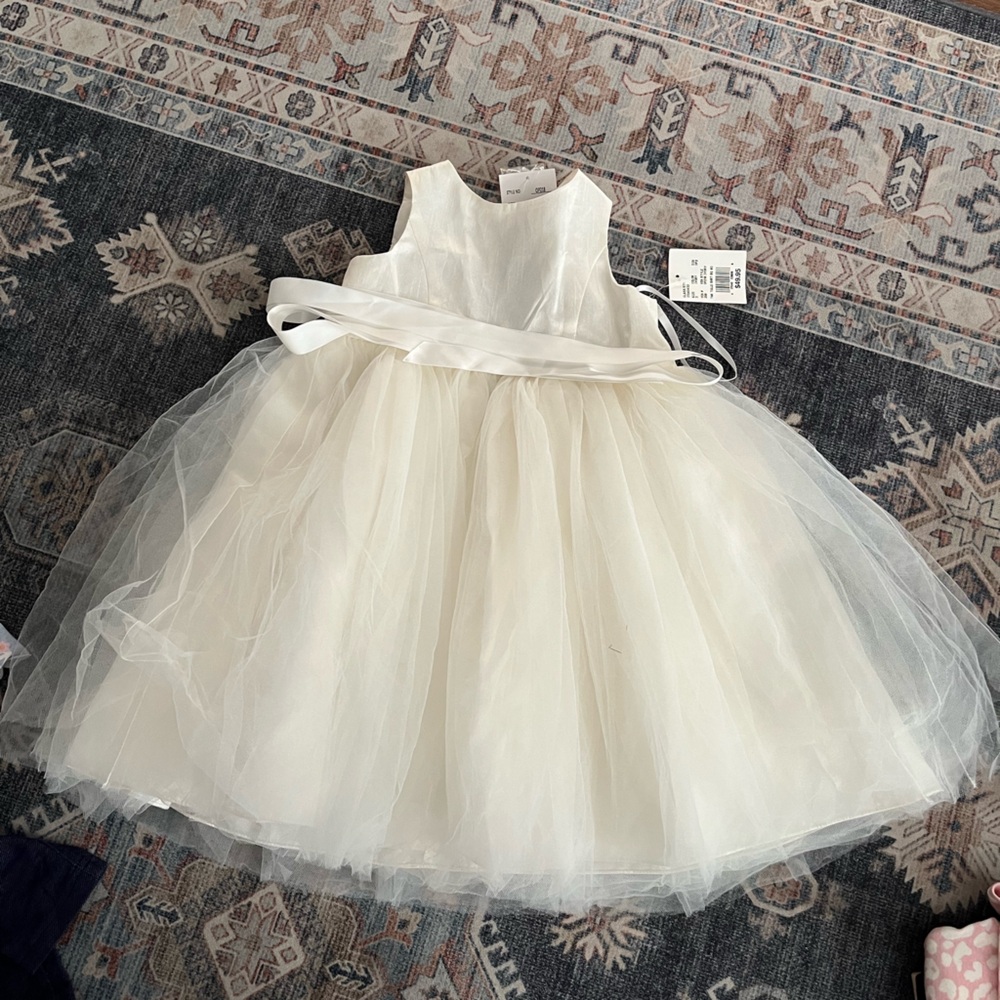 David's Bridal Cream Kids Formal Dress